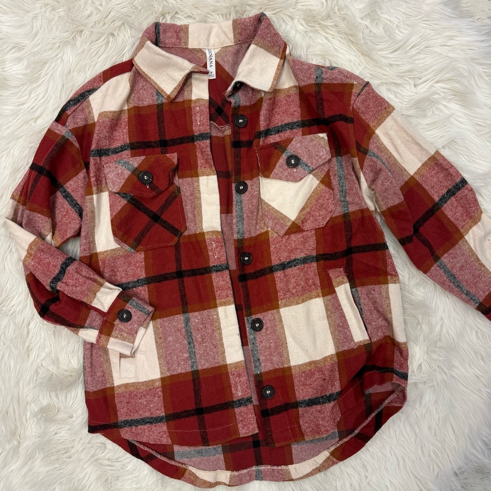 Shacket in Red and Cream